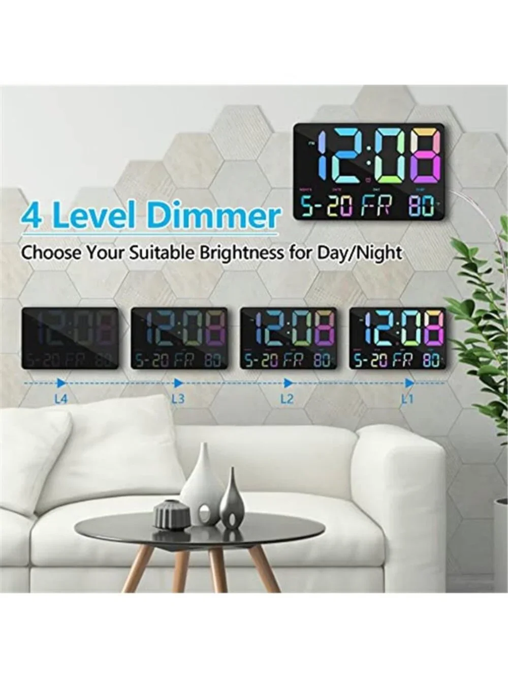 Large LED Digital Wall Clock Remote Alarm Temperature Date Heavy Sleeper